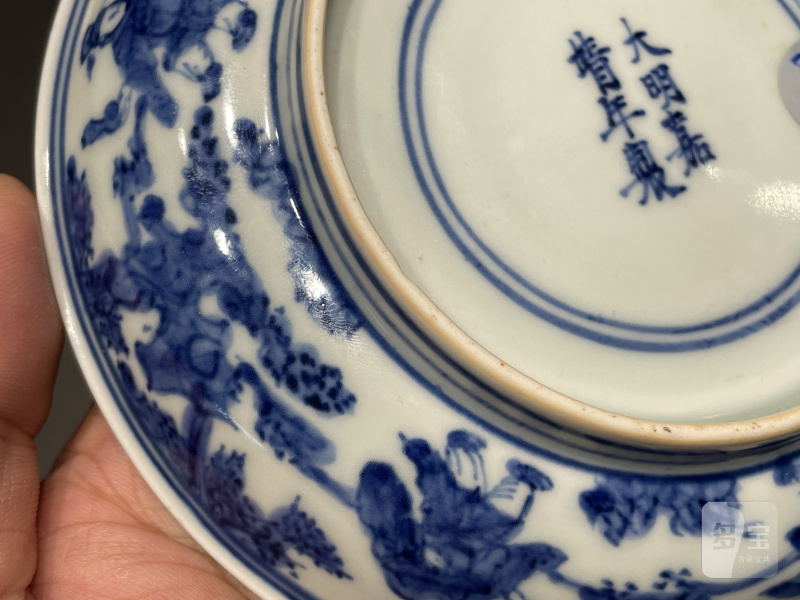 明嘉靖 青花外青花高仕内穿花凤纹盘 - 图12